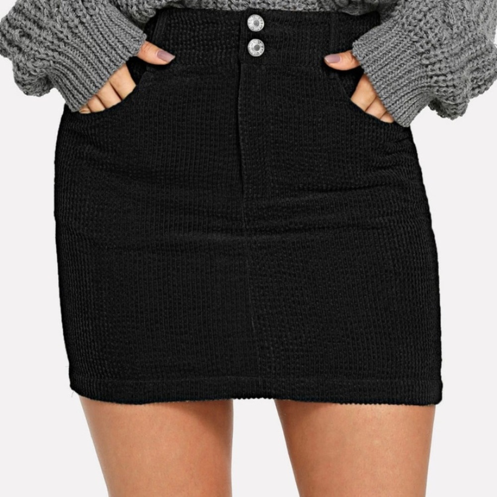 Button front bodycon skirt